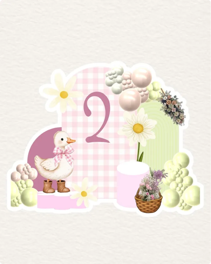 Diseño de una decoración de cumpleaños en tonos pastel creado con Creador